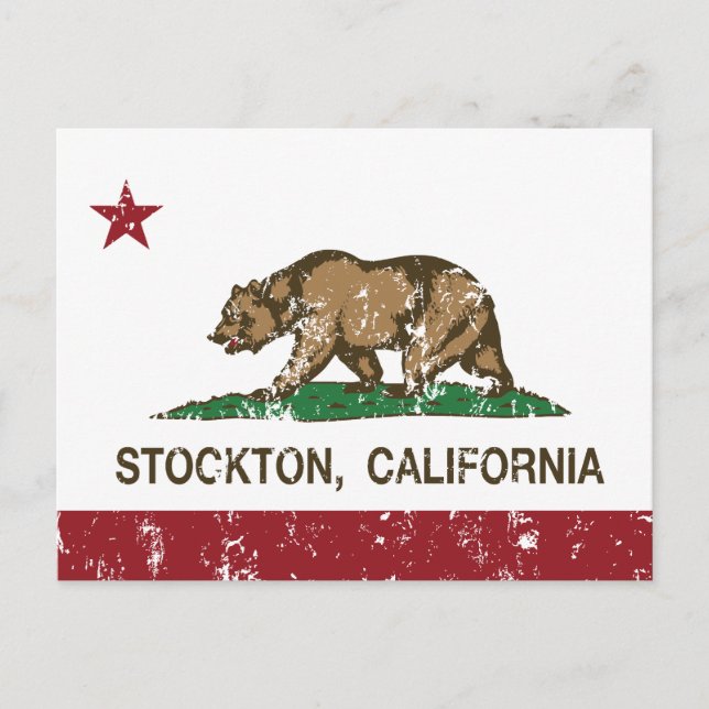 Carte Postale Drapeau californien Stockton (Devant)