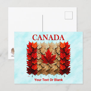 Carte Postale Drapeau canadien de la feuille d'érable d'automne