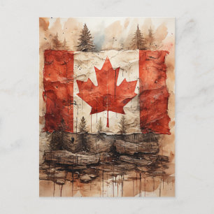 Carte Postale Drapeau canadien vintage