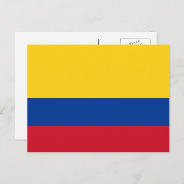 Carte Postale Drapeau colombien, Drapeau de la Colombie (Devant / Derrière)