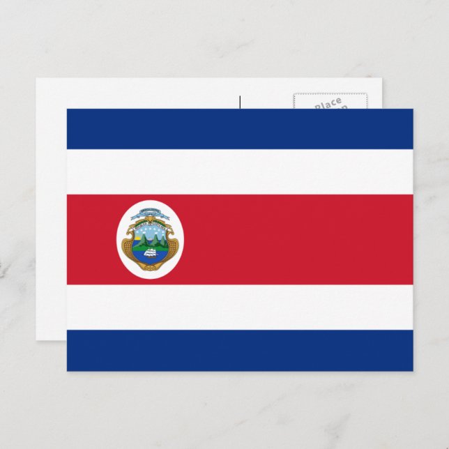 Carte Postale Drapeau costaricain, Drapeau du Costa Rica (Devant / Derrière)