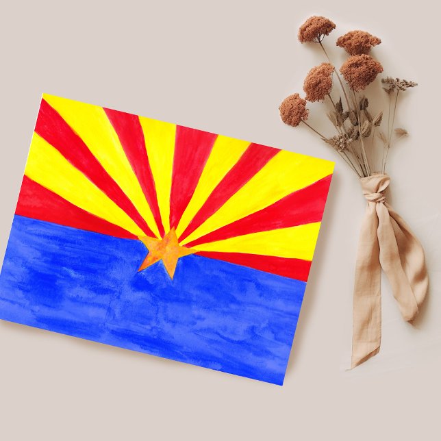 Carte Postale Drapeau d'Arizona aquarelle Art (Arizona Flag Watercolor Art Postcard
)