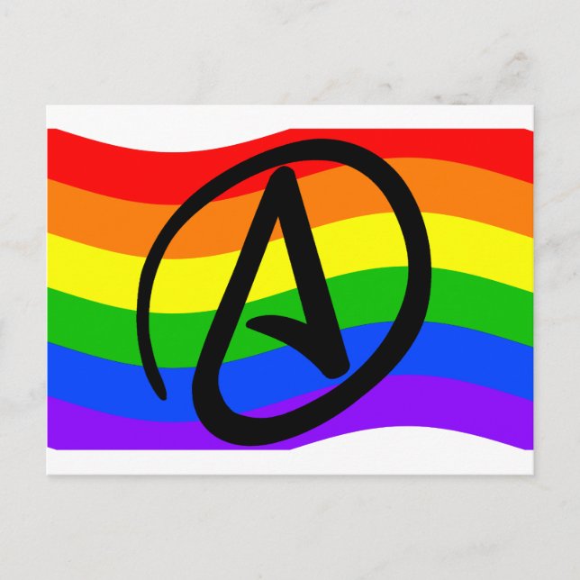 Carte Postale Drapeau d'athée d'arc-en-ciel (Devant)