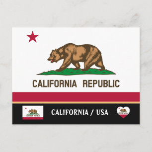 Carte Postale Drapeau de Californie & Californie États-Unis /Amé