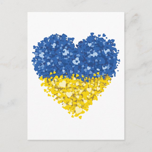 Carte Postale Drapeau de coeur Ukraine, Drapeau de coeur ukraini (Devant)