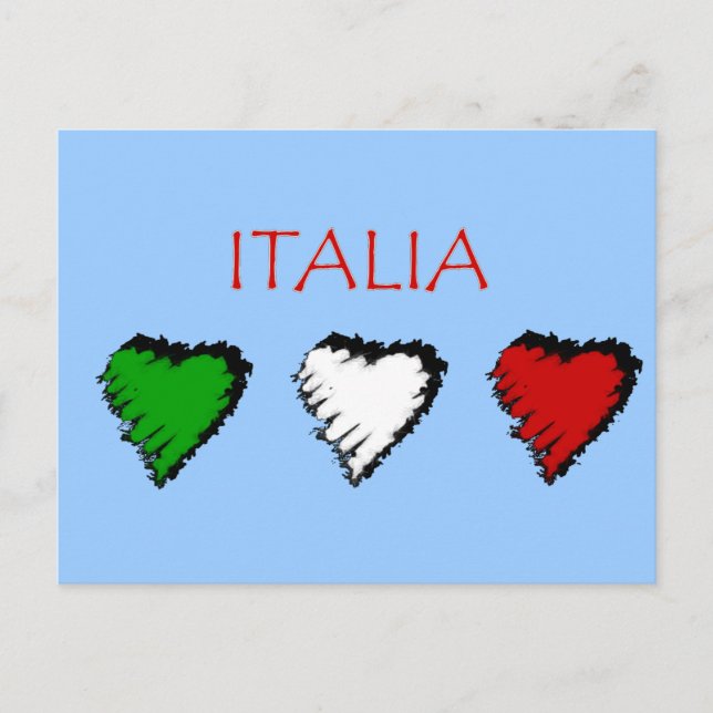 Carte Postale Drapeau de coeurs de l'Italie de l'amour d'Italien (Devant)