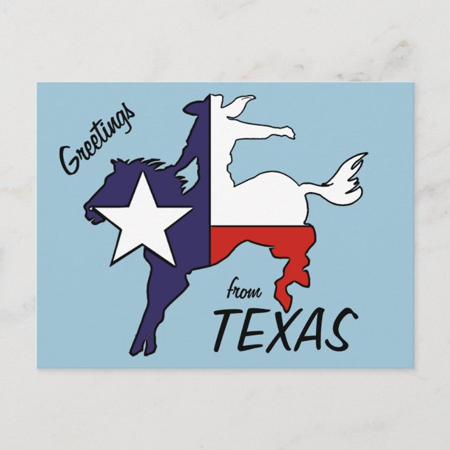 Carte Postale Drapeau de cow-boy de cheval du Texas (Devant)