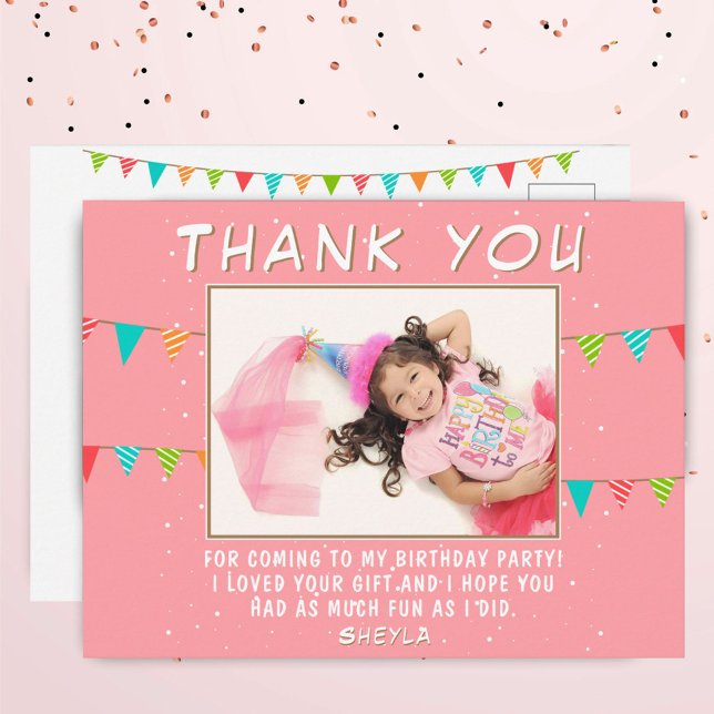 Carte Postale Drapeau de fanion d'anniversaire Photo Merci (Créateur téléchargé)