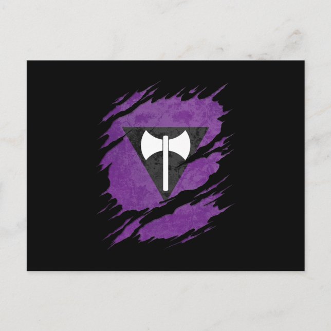 Carte Postale Drapeau de fierté lesbienne Labrys Révélation arra (Devant)