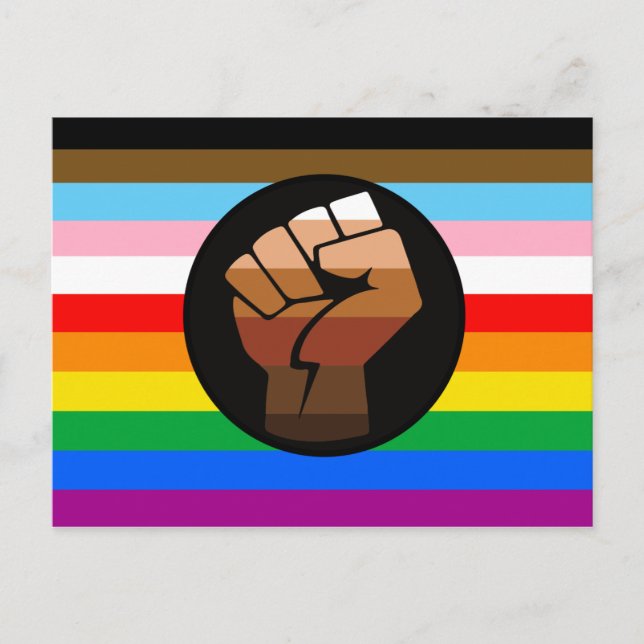Carte Postale Drapeau de fierté POC de progrès LGBTQ+ (Devant)