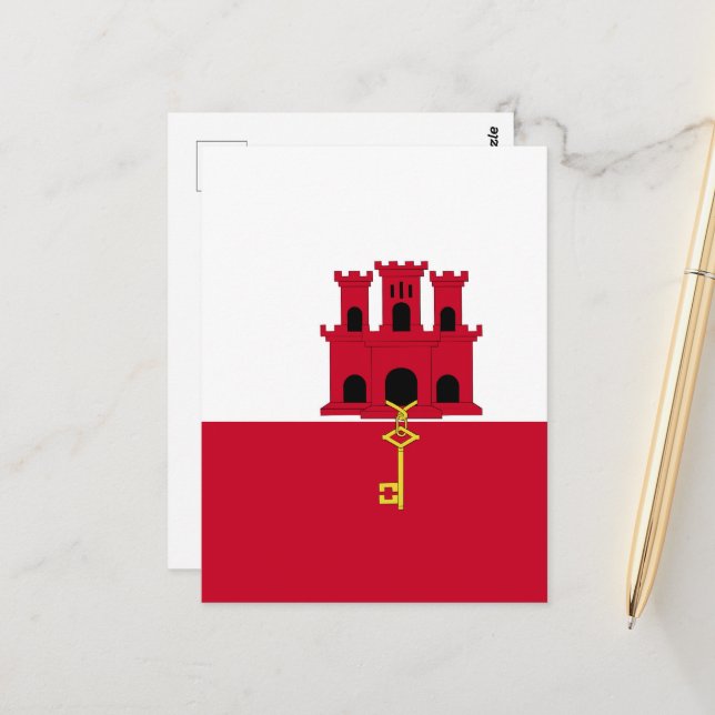 Carte Postale Drapeau de Gibraltar (Devant/Arrière en situation)