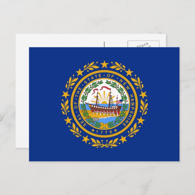 Carte Postale Drapeau de Granite Stater, Drapeau du New Hampshir (Devant / Derrière)