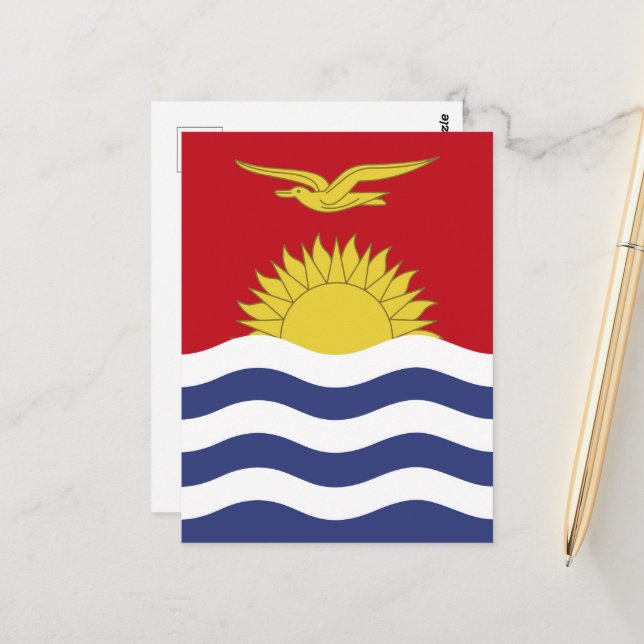 Carte Postale Drapeau de Kiribati (Devant/Arrière en situation)