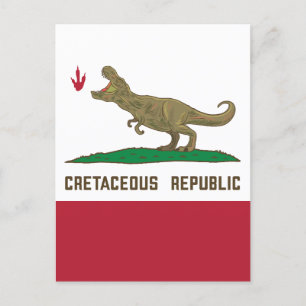 Carte Postale Drapeau de la Californie T-rex Dinosaur