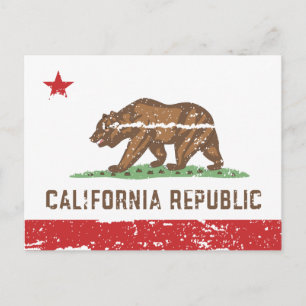 Carte Postale Drapeau de la CALIFORNIE vintage