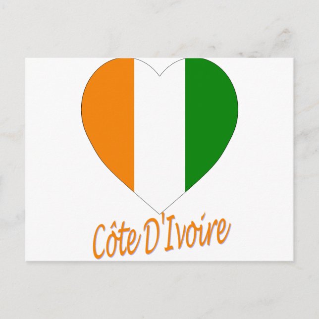 Carte Postale Drapeau de la Côte d'Ivoire en forme de cœur (Devant)