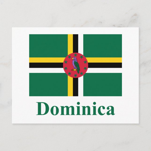 Carte Postale Drapeau de la Dominique avec nom (Devant)