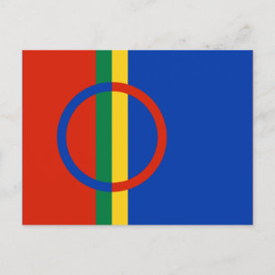 Carte Postale Drapeau de la Laponie (Noël) (Sami) (Laplander)