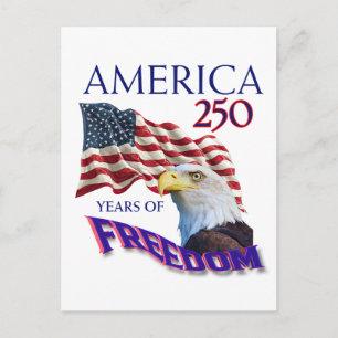 Carte Postale Drapeau de la liberté de l'Amérique 250 ans avec a