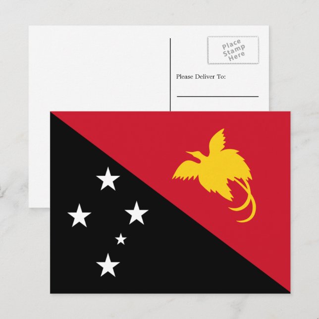 Carte Postale Drapeau de la Papouasie-Nouvelle-Guinée, Drapeau d (Devant / Derrière)