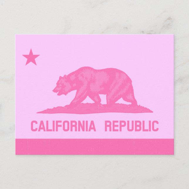 Carte Postale Drapeau de la République de Californie (rose) (Devant)