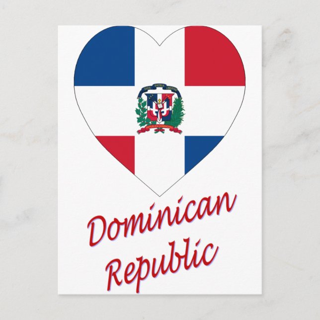 Carte Postale Drapeau de la République dominicaine Cœur avec nom (Devant)