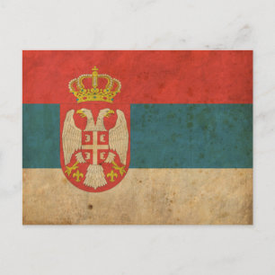 Carte Postale Drapeau de la Serbie vintage