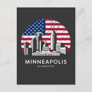 Carte Postale Drapeau de la ville de Minneapolis Minnesota
