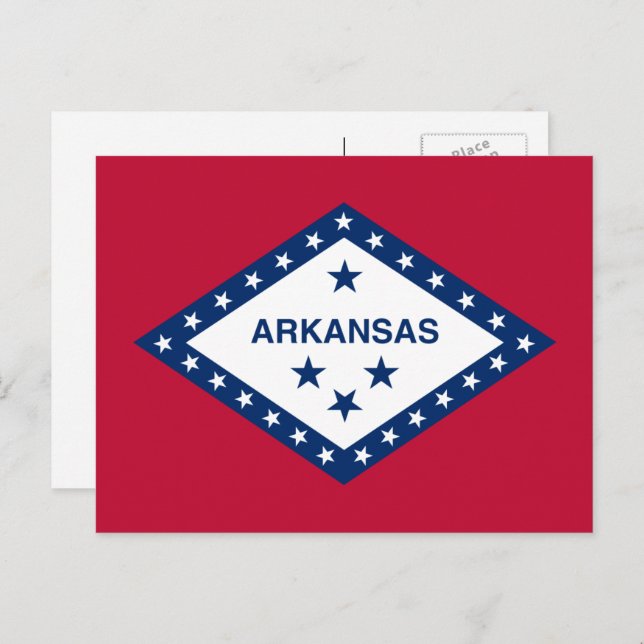 Carte Postale Drapeau de l'Arkansan, Drapeau de l'Arkansas (Devant / Derrière)