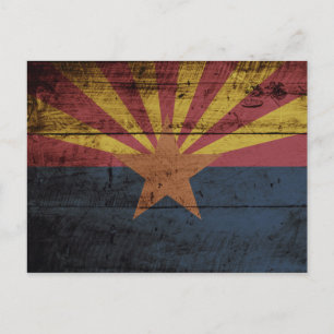 Carte Postale Drapeau de l'état de l'Arizona sur le vieux grain 