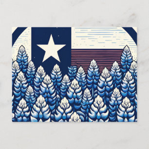 Carte Postale Drapeau de l'État des Bluebonnets du Texas Fierté 