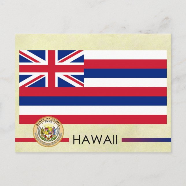 Carte Postale Drapeau de l'État d'Hawaï et phoque (Devant)