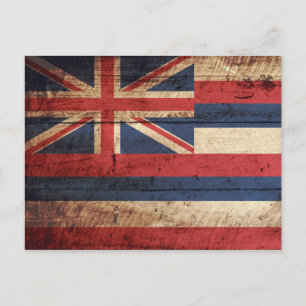 Carte Postale Drapeau de l'État d'Hawaii sur le vieux grain de b