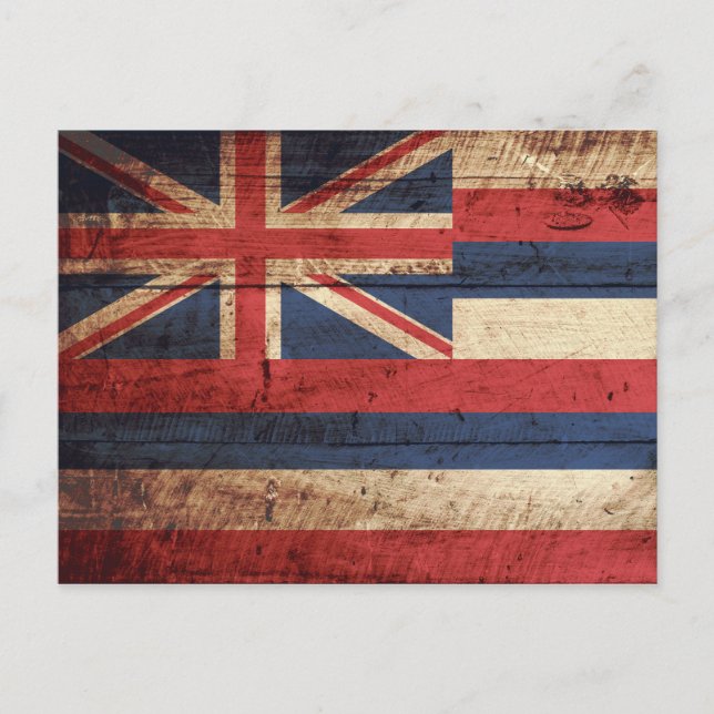 Carte Postale Drapeau de l'État d'Hawaii sur le vieux grain de b (Devant)