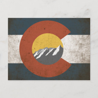 Carte Postale Drapeau de l'état du Colorado PostCard Grunge Moun