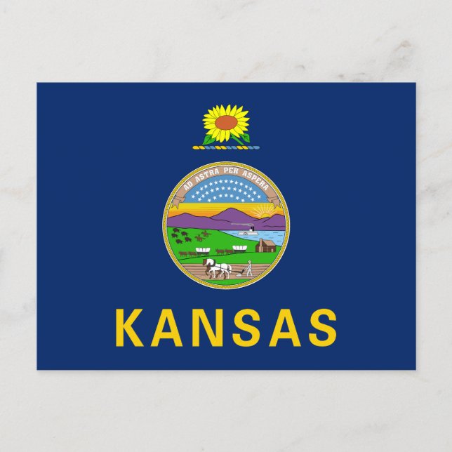 Carte Postale Drapeau de l'État du Kansas (Devant)