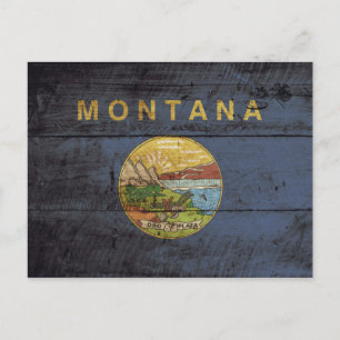 Carte Postale Drapeau de l'État du Montana sur le vieux grain de