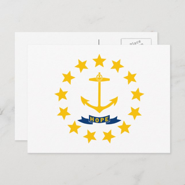 Carte Postale Drapeau de l'île Rhode, drapeau de l'île Rhode (Devant / Derrière)
