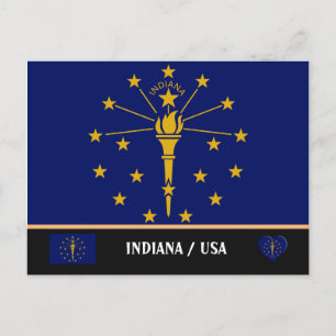 Carte Postale Drapeau de l'Indiana & Indiana États-Unis /Amériqu