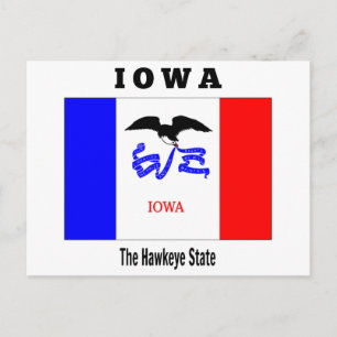 Carte Postale Drapeau de l'Iowa, l'État Hawkeye,