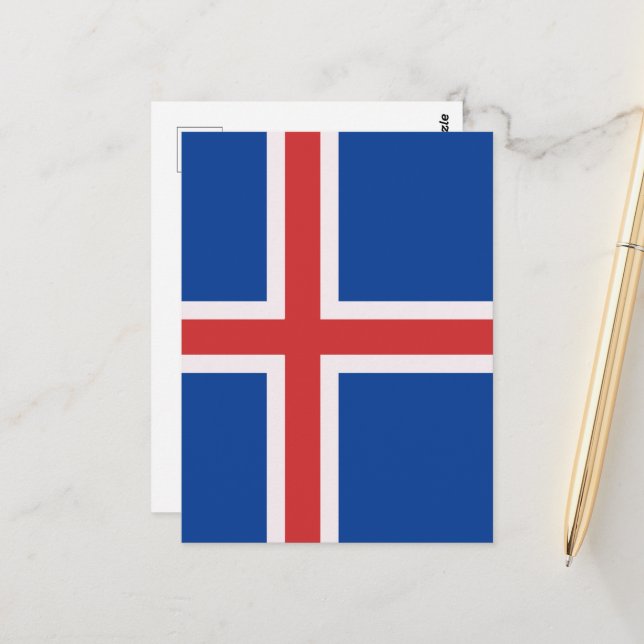 Carte Postale Drapeau de l'Islande (Devant/Arrière en situation)