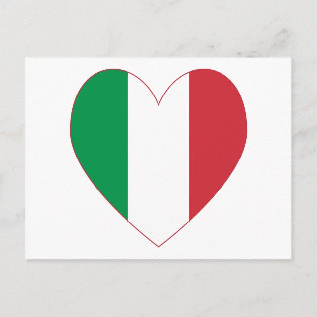 Carte Postale Drapeau de l'Italie Coeur (Devant)