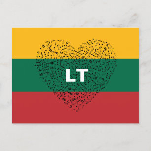 Carte Postale Drapeau de Lituanie patriotique au coeur musical