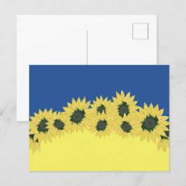 Carte Postale Drapeau de l'Ukraine aux tournesols