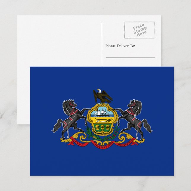 Carte Postale Drapeau de Pennsylvanie, Drapeau de la Pennsylvani (Devant / Derrière)