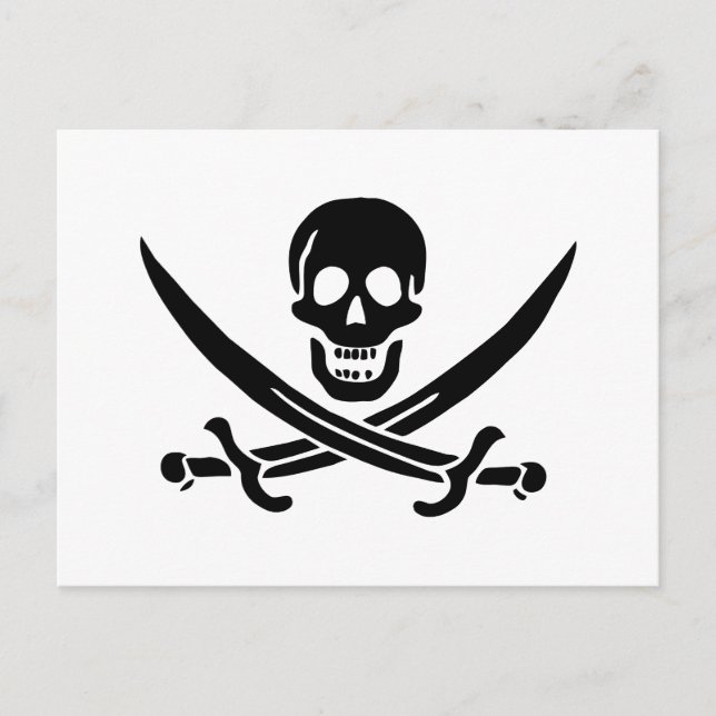 Carte Postale Drapeau de pirate Crâne croisé épées (Devant)