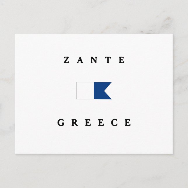 Carte Postale Drapeau de plongée Alpha de la Grèce Zante (Devant)
