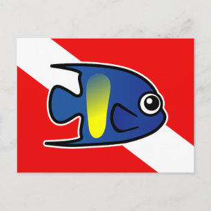 Carte Postale Drapeau de plongée de poisson-ange Yellowbar