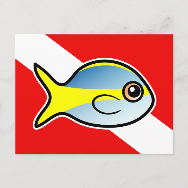 Carte Postale Drapeau de plongée de Yellowtail Dessin (Devant)