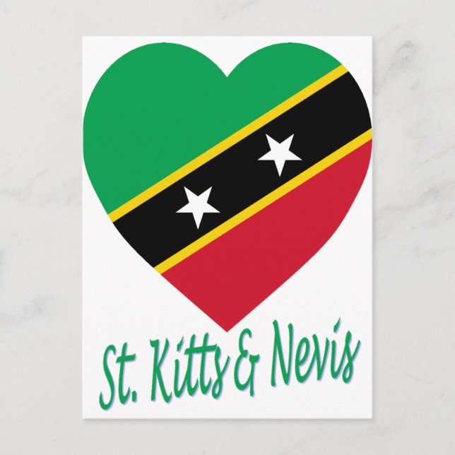 Carte Postale Drapeau de Saint-Kitss-et-Nevis Cœur (Devant)